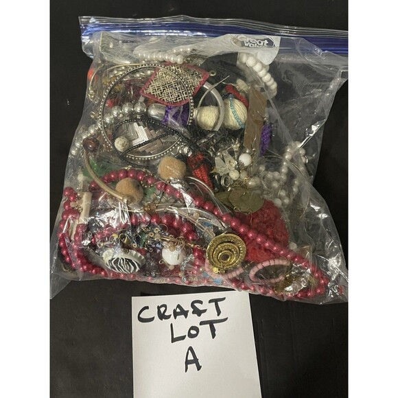 CRAFT-Jewelry Lot-Junk-Harvest-Repurpose-Pieces 4+ Pounds - Picture 2 of 5